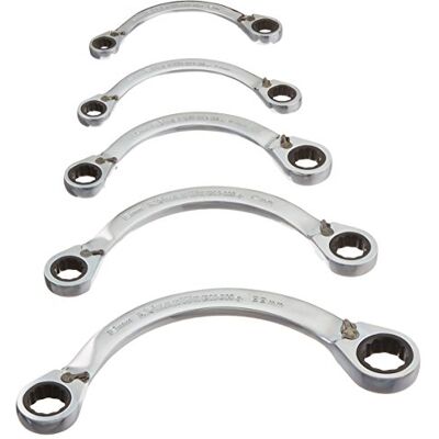 GEARWRENCH 5 st. 12 Pt. omkeerbare halve maan dubbele doos ratelsleutel set, metrisch 9850 GEARWRENCH 5 st. 12 Pt. omkeerbare halve maan dubbele doos ratelsleutel set, metrisch 9850