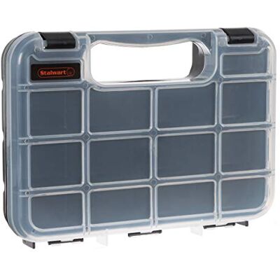 Stalwart Portable Storage Case with Secure Locks & 14 Small Compartments for Hardware, Screws, Bolts, Nuts, Nails, Beads, Jewelry, Tackle & More by Stalwart Portable Storage Case with Secure Locks & 14 Small Compartments for Hardware, Screws, Bolts, Nuts, Nails, Beads, Jewelry, Tackle & More by