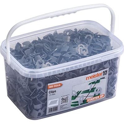 Meister Clips voor nivelleringssysteem "Starter", 900 stuks, 1,5 mm, tegeldikte 7-15 mm, geschikt voor afstandhouders "Starter", tegelnivelleringshulp, installatiehulp, 4427850 1,5 mm, tegeldikte 7-15 mm, geschikt voor afstandhouders "Starter", tegeln Meister Clips voor nivelleringssysteem "Starter", 900 stuks, 1,5 mm, tegeldikte 7-15 mm, geschikt voor afstandhouders "Starter", tegelnivelleringshulp, installatiehulp, 4427850 1,5 mm, tegeldikte 7-15 mm, geschikt voor afstandhouders "Starter", tegeln