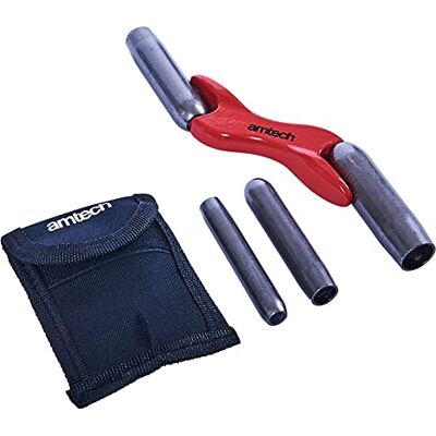 Amtech 4-formaat verwisselbare baksteen Jointer Tool voor het onderhouden en repareren van metselwerk, duurzaam gegoten aluminium, ergonomisch handvat, inclusief nylon opbergzakje (13 mm, 16 mm, 19 Amtech 4-formaat verwisselbare baksteen Jointer Tool voor het onderhouden en repareren van metselwerk, duurzaam gegoten aluminium, ergonomisch handvat, inclusief nylon opbergzakje (13 mm, 16 mm, 19