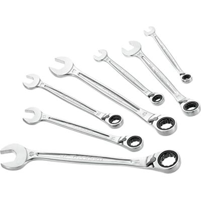 Facom 7-delige set met metrische ratelsleutels, 8 tot 19 mm, ultra-grip-systeem, ratelmechanisme, compact, omkeerbaar, door hendel, bestand tegen chemische producten, ogen en vork Facom 7-delige set met metrische ratelsleutels, 8 tot 19 mm, ultra-grip-systeem, ratelmechanisme, compact, omkeerbaar, door hendel, bestand tegen chemische producten, ogen en vork