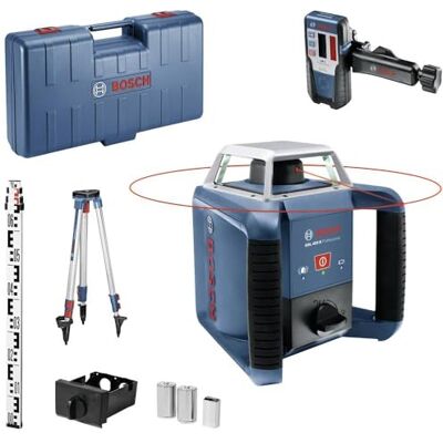 Bosch rotatielaser GRL 400 H (eenknops-bedieningspaneel, laserontvanger LR1, Meetlaat 2400, Bouwstatief BT 152, werkbereik: tot max. 400 m (diameter), in transportkoffer) Bosch rotatielaser GRL 400 H (eenknops-bedieningspaneel, laserontvanger LR1, Meetlaat 2400, Bouwstatief BT 152, werkbereik: tot max. 400 m (diameter), in transportkoffer)