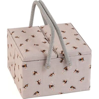Hobby Gift Exclusieve grote naaidoos met twee deksels, knutseldoos, accessoirelade, speldenkussen, PVC-handgrepen, 25 x 25 x 17 cm, bij Hobby Gift Exclusieve grote naaidoos met twee deksels, knutseldoos, accessoirelade, speldenkussen, PVC-handgrepen, 25 x 25 x 17 cm, bij