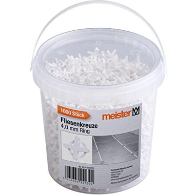 Meister Tegelkruisjes 4,0 mm 500 stuks wit voegkruisen Herbruikbaar door ring – van robuust polypropyleen – tegelaccessoires en tegelleghulp – witte uitvoering Meister Tegelkruisjes 4,0 mm 500 stuks wit voegkruisen Herbruikbaar door ring – van robuust polypropyleen – tegelaccessoires en tegelleghulp – witte uitvoering