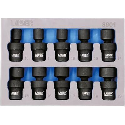 Laser 8901 Impact Universele Joint Socket Set 3/8" D 10st Laser 8901 Impact Universele Joint Socket Set 3/8" D 10st