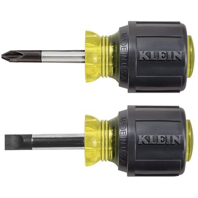 KLEIN TOOLS 85071 Stubby sleuf- en kruiskopschroevendraaier set met 5/16-inch kasttips en #2 Phillips-tip, 2-delig KLEIN TOOLS 85071 Stubby sleuf- en kruiskopschroevendraaier set met 5/16-inch kasttips en #2 Phillips-tip, 2-delig