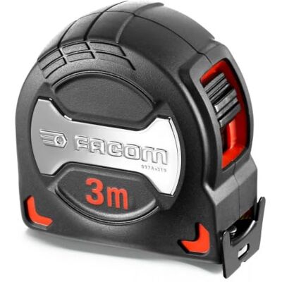 Facom Meetlint 3 m x 19 mm 897A.319PB Antislip gripbehuizing Comfortabele grip Antireflecterende tape Met haak Professioneel of persoonlijk bouwgereedschap Facom Meetlint 3 m x 19 mm 897A.319PB Antislip gripbehuizing Comfortabele grip Antireflecterende tape Met haak Professioneel of persoonlijk bouwgereedschap