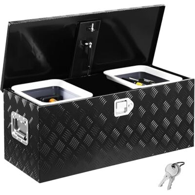 VEVOR Gereedschapskist van aluminium voor vrachtwagens, met schuifdeur, handgreep aan de zijkant, slot en sleutel, voor aanhanger, frame 899 x 370 x 370 mm, kleur zwart VEVOR Gereedschapskist van aluminium voor vrachtwagens, met schuifdeur, handgreep aan de zijkant, slot en sleutel, voor aanhanger, frame 899 x 370 x 370 mm, kleur zwart