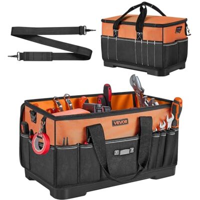 VEVOR Gereedschapstas, 485 mm, 33 vakken, draagbare gereedschapsorganizer met harde kunststof bodem, waterdicht, verstelbare schouderriem en comfortabele handgreep, ideaal voor doe-het-zelvers en VEVOR Gereedschapstas, 485 mm, 33 vakken, draagbare gereedschapsorganizer met harde kunststof bodem, waterdicht, verstelbare schouderriem en comfortabele handgreep, ideaal voor doe-het-zelvers en