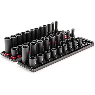 TEKTON 3/8 Inch Drive 6-punts Impact Socket Set met Rails, 42-delig (5/16-3/4 inch, 8-19 mm) SID91216 (5/16 3/4 in., 8 19 mm), ondiep en diep, 6-punts, socket rail TEKTON 3/8 Inch Drive 6-punts Impact Socket Set met Rails, 42-delig (5/16-3/4 inch, 8-19 mm) SID91216 (5/16 3/4 in., 8 19 mm), ondiep en diep, 6-punts, socket rail