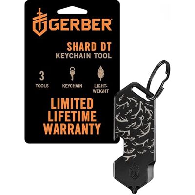 Gerber Multitool en Sleutelhanger, Shard DT Lengte: 6,5 cm, Gewicht: 28 g, Roestvrij staal, Zwart, 1074041 Gerber Multitool en Sleutelhanger, Shard DT Lengte: 6,5 cm, Gewicht: 28 g, Roestvrij staal, Zwart, 1074041