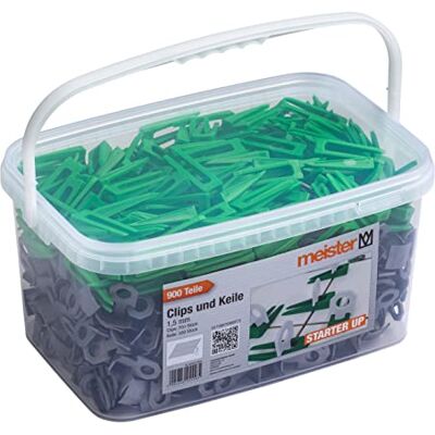 Meister Nivelleringssysteem "Starter" voor tegels 900-delig 1,5 mm lipdikte tegeldikte 7-15 mm 700 clips & 200 afstandhouders/tegelnivelleringshulp/leghulp met wiggen / 4427800 1,5 mm lipdikte tegeldikte 7 15 mm 700 clips en 200 afstandhouders tegelnive Meister Nivelleringssysteem "Starter" voor tegels 900-delig 1,5 mm lipdikte tegeldikte 7-15 mm 700 clips & 200 afstandhouders/tegelnivelleringshulp/leghulp met wiggen / 4427800 1,5 mm lipdikte tegeldikte 7 15 mm 700 clips en 200 afstandhouders tegelnive