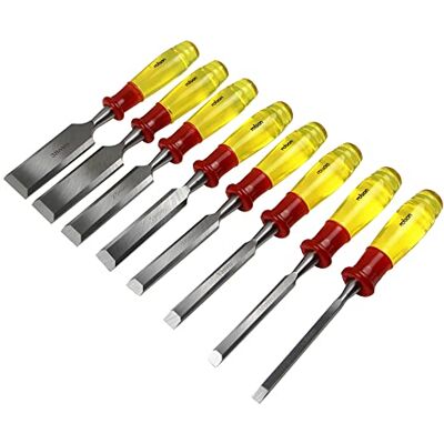 Rolson 56180 Houten Beitel Set met Clear Handvat, Transparant, 8st Rolson 56180 Houten Beitel Set met Clear Handvat, Transparant, 8st