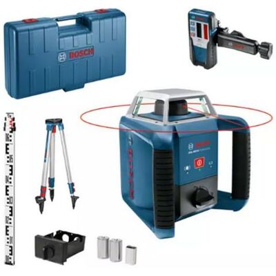 Bosch rotatielaser GRL 400 H (eenknops-bedieningspaneel, laserontvanger LR1, Meetlaat 2400, Bouwstatief BT 152, werkbereik: tot max. 400 m (diameter), in transportkoffer) Bosch rotatielaser GRL 400 H (eenknops-bedieningspaneel, laserontvanger LR1, Meetlaat 2400, Bouwstatief BT 152, werkbereik: tot max. 400 m (diameter), in transportkoffer)