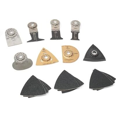 Fein Starlock PLUS Ultimate Set. 23-delige professionele accessoires voor zagen, schuren, snijden, schrapen, doorsnijden en raspen. Starlock Plus opname. Fein Starlock PLUS Ultimate Set. 23-delige professionele accessoires voor zagen, schuren, snijden, schrapen, doorsnijden en raspen. Starlock Plus opname.