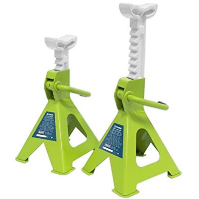 Sealey VS2002HV Rateltype assteunen (paar) 2 ton capaciteit per standaard Hi-Vis Green Sealey VS2002HV Rateltype assteunen (paar) 2 ton capaciteit per standaard Hi-Vis Green