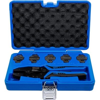 BGS 1410 Krimptangset met 5 paar bekken Voor geïsoleerde/niet-geïsoleerde kabelschoenen, adereindhulzen, DIN 0,5 16 mm², koffer slag- en zuurbestendig BGS 1410 Krimptangset met 5 paar bekken Voor geïsoleerde/niet-geïsoleerde kabelschoenen, adereindhulzen, DIN 0,5 16 mm², koffer slag- en zuurbestendig