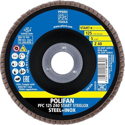 PFERD POLIFAN 69300934 Waaierschijf, 10 stuks, PFC 125x22,23 mm, conisch, Z40 startlijn Start Steelox 69300934 voor staal, roestvrij staal (inox) PFERD POLIFAN 69300934 Waaierschijf, 10 stuks, PFC 125x22,23 mm, conisch, Z40 startlijn Start Steelox 69300934 voor staal, roestvrij staal (inox)