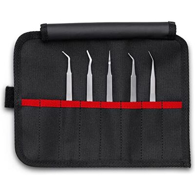 Knipex - SMD 920003 - 5 stuks roestvrijstalen gereedschapsrol - Pincetten set Knipex - SMD 920003 - 5 stuks roestvrijstalen gereedschapsrol - Pincetten set