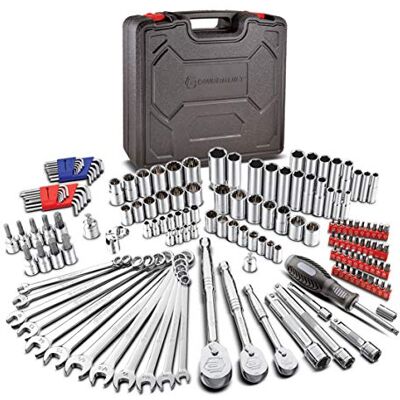 Powerbuilt 152-delige 1/4", 3/8" en 1/2" aandrijfmechanica gereedschapsset met SAE en metrische dopsleutelset, 72-tandafdichtingskop ratel, automotive gereedschapskist, inclusief koffer 642453 Powerbuilt 152-delige 1/4", 3/8" en 1/2" aandrijfmechanica gereedschapsset met SAE en metrische dopsleutelset, 72-tandafdichtingskop ratel, automotive gereedschapskist, inclusief koffer 642453