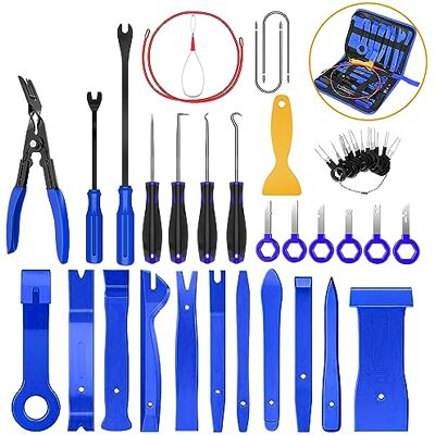 GOOACC 40 stuks Trim Removal Tool, Auto Terminal Removal Key Tool, Auto Clip Tang Stereo Removal Tools, Auto Bekleding Reparatie Pry Kit, Precisie Haak en Pick Set, Bedrading Threader, Auto Film GOOACC 40 stuks Trim Removal Tool, Auto Terminal Removal Key Tool, Auto Clip Tang Stereo Removal Tools, Auto Bekleding Reparatie Pry Kit, Precisie Haak en Pick Set, Bedrading Threader, Auto Film