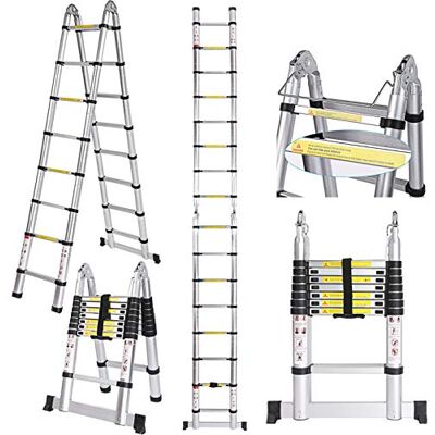 COOCHEER - Aluminium telescopische ladder van 5m - 150kg capaciteit COOCHEER - Aluminium telescopische ladder van 5m - 150kg capaciteit
