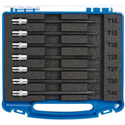 SW-Stahl SW STAHL Schroevendraaierbits, 1/4", T-Profiel T10-T40, Kogelkop, 7-delig 7-delige bitset van hoogwaardig staal met torx-profiel T10 tot T40 en praktische kogelkop voor moeilijk bereikbare plekken SW-Stahl SW STAHL Schroevendraaierbits, 1/4", T-Profiel T10-T40, Kogelkop, 7-delig 7-delige bitset van hoogwaardig staal met torx-profiel T10 tot T40 en praktische kogelkop voor moeilijk bereikbare plekken