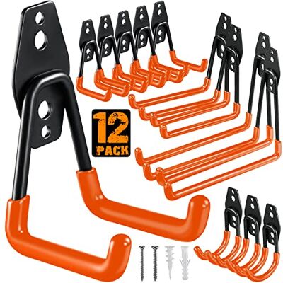HUPBIPY 12 Pack Garage Haken Heavy Duty, Utility Steel Garage Opslag Haken, Wandmontage Garage Hanger & Organizer voor het organiseren van elektrisch gereedschap, ladders, bulkartikelen, fietsen, HUPBIPY 12 Pack Garage Haken Heavy Duty, Utility Steel Garage Opslag Haken, Wandmontage Garage Hanger & Organizer voor het organiseren van elektrisch gereedschap, ladders, bulkartikelen, fietsen,