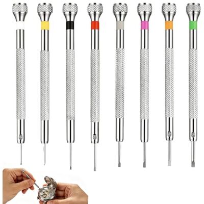 Romon Gereedschap voor horlogemakers, precisieschroevendraaier voor horloges, mobiele telefoon, brillen en elektronica, 0,6 mm-2,0 mm, kleine schroevendraaier met 8 maten, precisieschroevendraaier Romon Gereedschap voor horlogemakers, precisieschroevendraaier voor horloges, mobiele telefoon, brillen en elektronica, 0,6 mm-2,0 mm, kleine schroevendraaier met 8 maten, precisieschroevendraaier