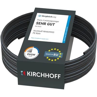 Kirchhoff Unbekannt HDPE buis 32 mm 25 m lengte verschillende maten DVGW getest drinkwaterkwaliteit Made in EU, zwart Kirchhoff Unbekannt HDPE buis 32 mm 25 m lengte verschillende maten DVGW getest drinkwaterkwaliteit Made in EU, zwart