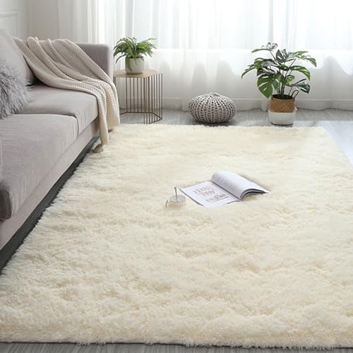 CHBIN Schapenvacht Tapijt 140 x 150 cm Faux Schapenvacht Tapijt Area Tapijt Antislip Moderne Extra Zachte Luxe voor Bedmatje Bank Mat Bedmatje Sofa Kinderkamer, Warm Wit