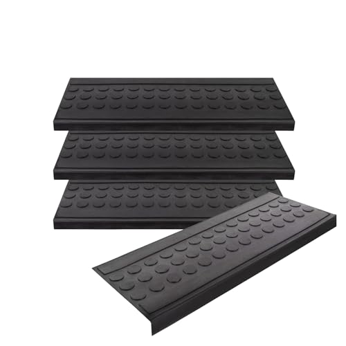 KARAT Trapmat van rubber set van 3 25 x 75 cm weerbestendige en antislip trapmatten rubberen trapmat voor buiten trapmat antislipmat munt