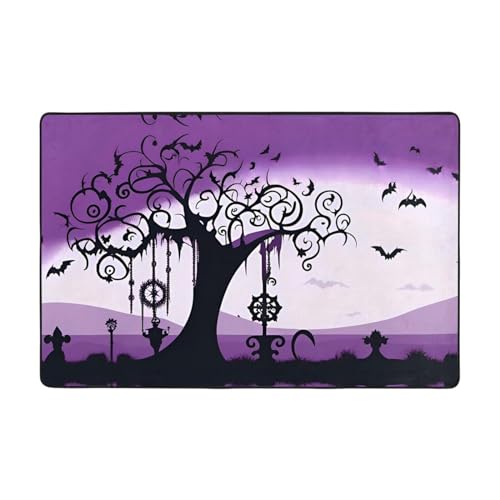 YYHWHJDE Paars Zwart Goth Spooky Picture Flanel Zachte Vloermat 72"x48"/72"x48"/72"x48"/72"x48"/72"x48"/72"x48"/18