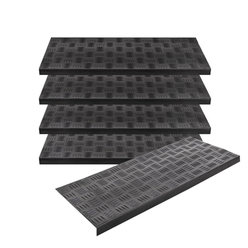 casa pura Trapmat van rubber 25 x 75 cm set van 4 weerbestendige en antislip trapmatten rubberen trapmat voor buiten trapmat antislipmat Madras