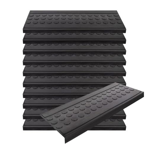 casa pura Trapmat van rubber 25 x 75 cm set van 10 weerbestendige en antislip trapmatten rubberen trapmat voor buiten trapmat antislipmat munt