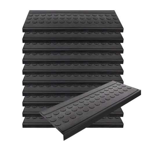 KARAT Trapmat van rubber set van 10 25 x 75 cm weerbestendige en antislip trapmatten rubberen trapmat voor buiten trapmat antislipmat munt