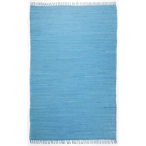 Theko Dhurry tapijt van 100% katoen plat geweven tapijt Happy Cotton   handgeweven   kleur: turquoise   40x60 cm