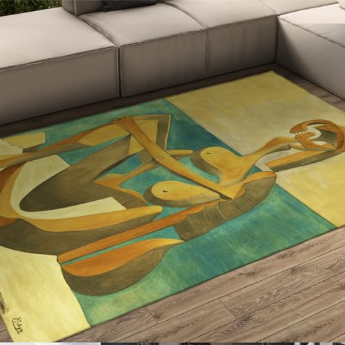 Via Picasso Abstracte zachte tapijten voor slaapkamer laagpolige tapijten wasbaar vloertapijt voor nachtkastje kinderkamer thuiskantoor antislip tapijt voor café 150 x 250 cm