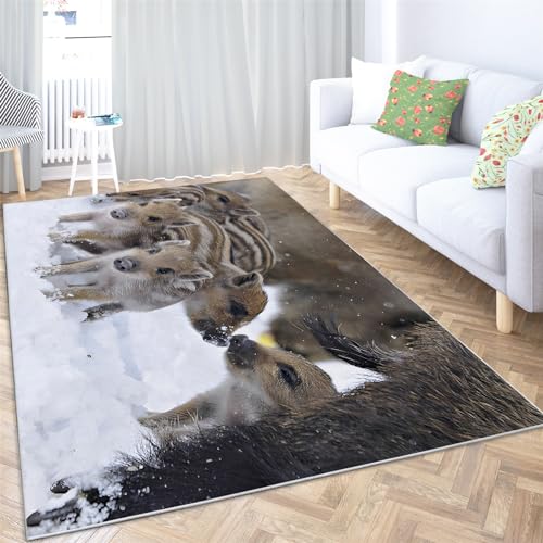 BanbE Gebied tapijten voor woonkamer slaapkamer dier wild zwijn 9x5ft indoor super zachte pluizige pluche tapijten, antislip moderne tapijten pluizig tapijt voor kinderkamer kinderkamer woondecoratie