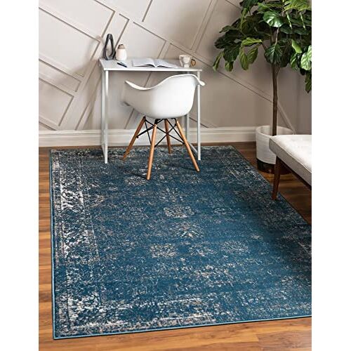 Unique Sofia Collection Traditionele Vintage traditioneel 4' x 6' Rectangle blauw