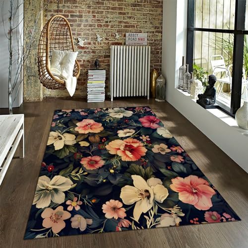 CIHCOHOME Unieke bloemen tapijten zacht kantoor decor tapijt voor hal thuiskantoor vintage tuin luxe tapijt voor slaapkamer woonkamer thuis speelkamer 120x240cm
