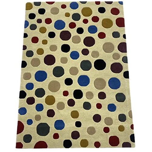 WAWA Kleurrijk beige oosters tapijt, handgetuft, 100% wol, tapijt, handgeweven, 140 x 200 cm