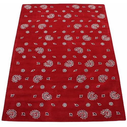 WAWA TEPPICH Modern tapijt rood handgetuft 100% wollen tapijt handgemaakt 170 x 240 cm