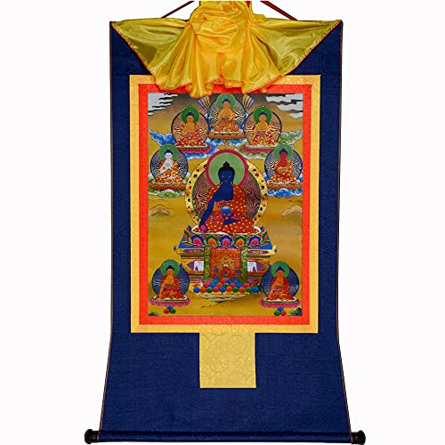 CETEOR thangka wandtapijt, Tibetaanse thangka, thangka schilderij, boeddhistisch tapijt, tantrische Tibetaanse boeddhisme Thangka muur opknoping, Shakyamuni (Gautama Boeddha), Hot Stamping Brocade boeddhisti