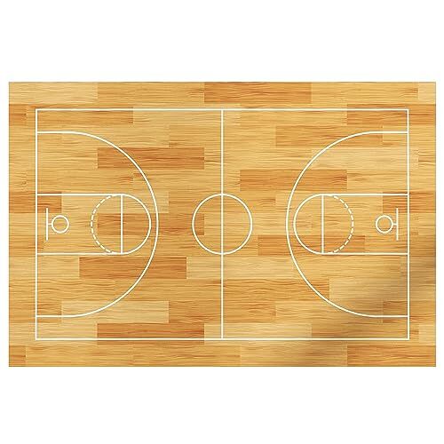 SciAza Basketbal vloerkleed Non Slip Kids Play Area Rug Wasbaar Houtnerf Basketbalveld Tapijt Oranje Tapijt Kruipmat Funs Home Decor Speelmat voor Sport Themakamer (18 * 28in)