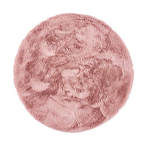 BODENMEISTER Schapenvacht lamsvel look kunstbont tapijt roze rond 80cm