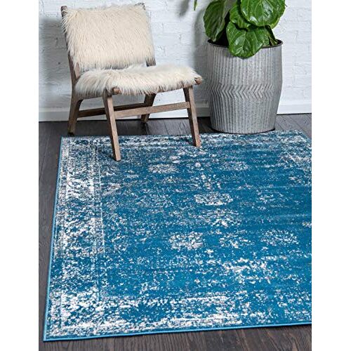 Unique Sofia Collection Traditionele Vintage traditioneel 4' x 6' Rectangle blauw