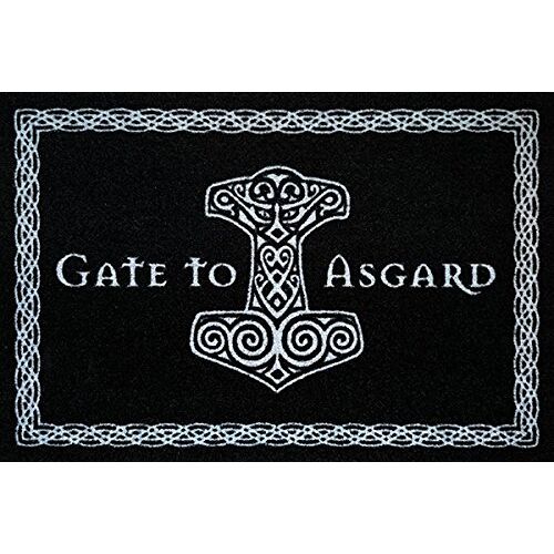 VORAGA Gate To Asgard Voetmat Viking Deurmat Black Edition vuilmat Deurmat Odin voetveger tapijt deurmat