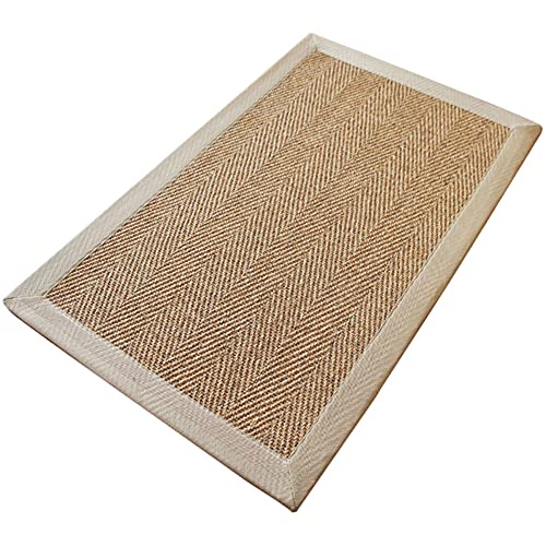 TTZHJIN Sisal Deurmat Antislip Vuilwerende Vuilvangmat Indoor Outdoor Zachte Schoonloopmat Natuur Deco Welkomstmat Binnen En Buiten Slijtvast Deur Matten Vloer Gang Entree Vuilvanger Voetmat,Yellow-80x120cm