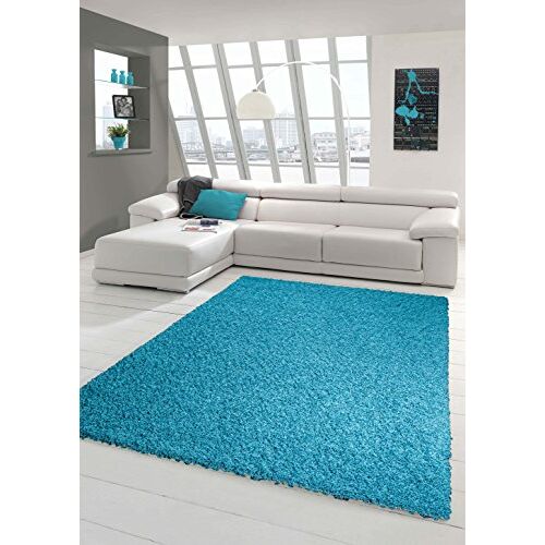 Teppich-Traum Traum Shaggy Tapijt Woonkamer Flokati zachte hoog- & langpool in Uni Design Turquoise maat 160 x 230 cm